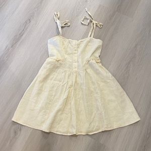 Urban Outfitters Yellow Babydoll Linen Dress (XS)